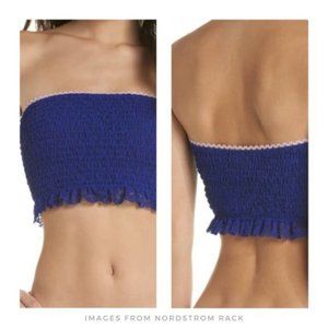 Free People ▪ Blue Pink Cobalt Combo Callie Smocked Lace Summer Ruffled Bandeau